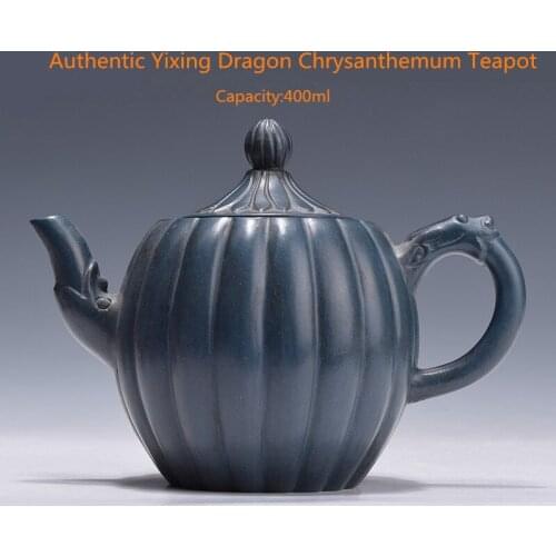 400ml Authentic Yixing Dragon Chrysanthemum Teapot Famous Chinese Kung Fu Zisha Tea Pot Pu'er Tea Black Tea Gift Free Shipping