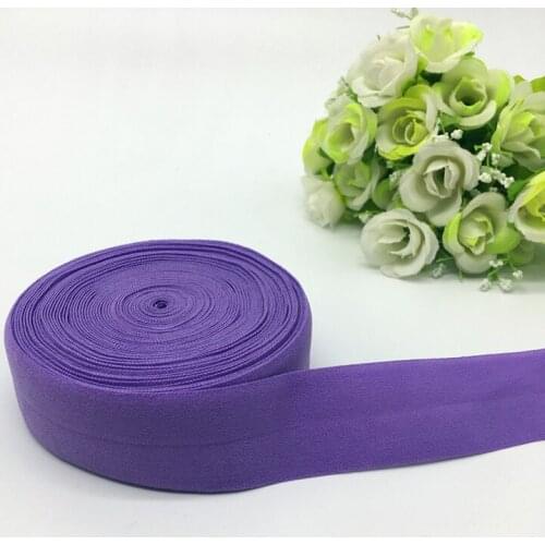 5Yards/lot 1" (25mm)Wide Purple Fold Over Elastic Spandex Satin Band Ties Hair Accessories Lace Trim