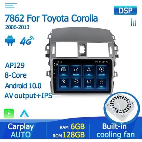 Car Android 10 Radio Multimedia Player For Toyota Corolla E140/150 2006 2007-2013 2Din Raido Auto DSP 1080P Video IPS Screen BT