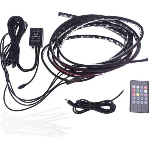 Car Styling RGB LED Strip Atmosphere lamp Under Car Tube Underbody Underglow Glow System Neon Light Remote