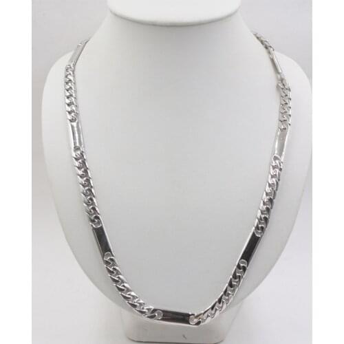 Real S925 Silver Necklace For Men Women Rectangle Chain 8mm Curb Link 23.6''L 21.6''L Necklace