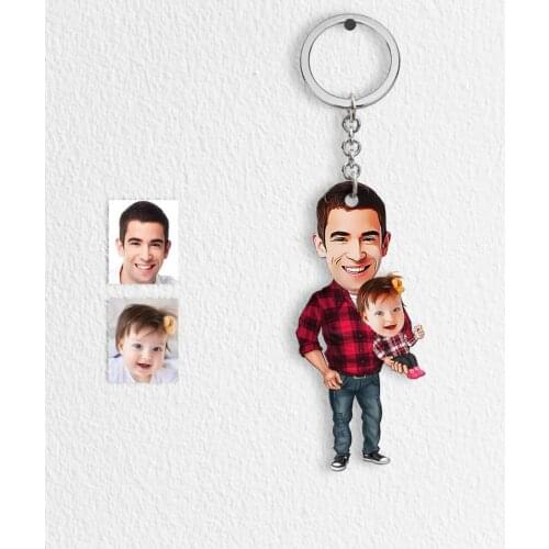 Fathers Day Custom Santa Claus Girl Cartoon Keychain-3