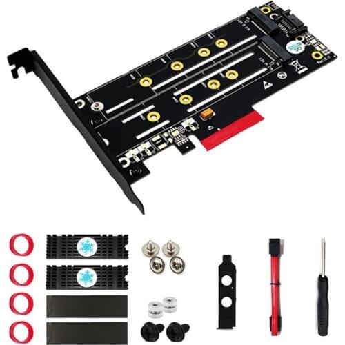HOT-M.2 NVMe SSD NGFF TO PCI-E X4 Adapter M.2 SATA to SATA III Adapter Card M Key B KEY Dual Interface