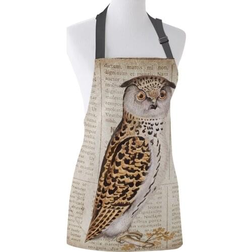 Kitchen Apron Newspaper Owl Sleeveless Canvas Aprons for Men Women Home Cleaning Tools