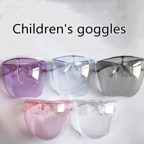 Fashion Clear Full Face Shield Colorful/Transparent Shield Visor Sunglasses PC Anti-Oil Anti-Fog Frame Goggle Shield Children