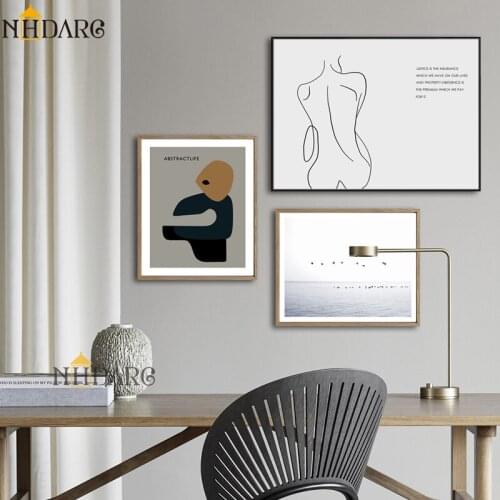 NHDARC Canvas Printings Fashion Simple Line Girls back Posters and Paintings Wall Art Picture for Living Room Home Decoration