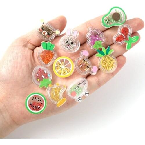 Newest Glitter Transparent Style Fruit Resin Cabochons 100pcs Carrot Pineapple Watermelon Strawberry Lemon Cherry Avocado Cameo