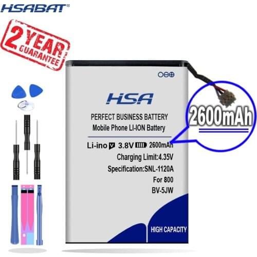 New Arrival [ HSABAT ] 2600mAh BV-5JW BV5JW BV 5JW Replacement Battery for Nokia N9 N9-00 Lumia 800 800C Lumia800 Sun Sea Ray