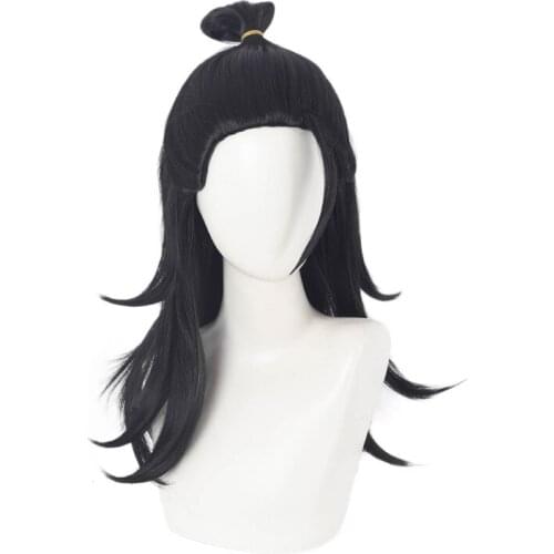 Anime Jujutsu Kaisen Getou Suguru Black Long Wig Cosplay Costume Heat Resistant Synthetic Hair Men Women Wigs