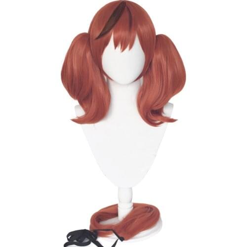Uma Musume Nice Nature Cosplay Wig Uma Musume Pretty Derby Red Brown Detachable Ponytails Wig with Bangs + Free Wig Cap
