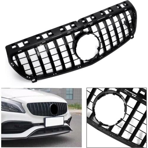 Car Front Grill AMG GTR Style Upper Grille For 2013 2014 2015 Mercedes Benz A Class W176 A200 A250 A45 with Emblem
