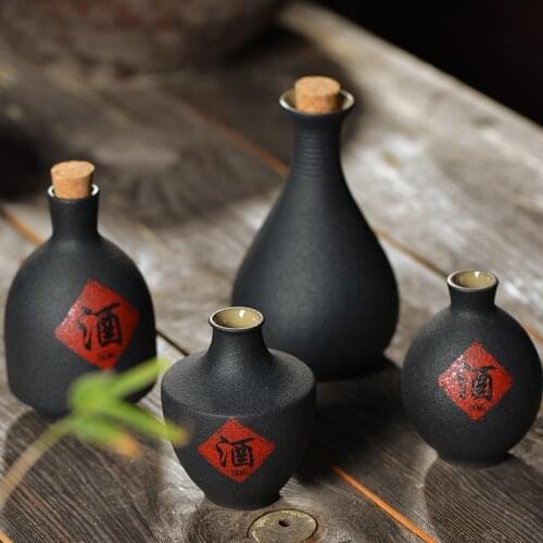 Chinese Small Flagon Flask Household Japanese Sake Bottle Vintage Hip Flask Black Wine Bottle Pulsera Alcohol Tableware ED50JH