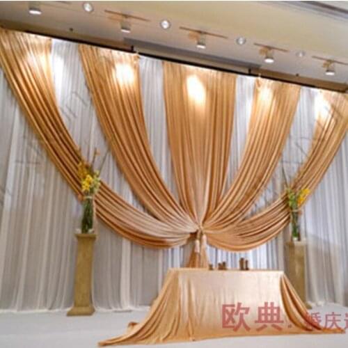 Luxury Gold Wedding Backdrop for Wedding Decoration Wedding Drape and Curtain with Detachable Swag