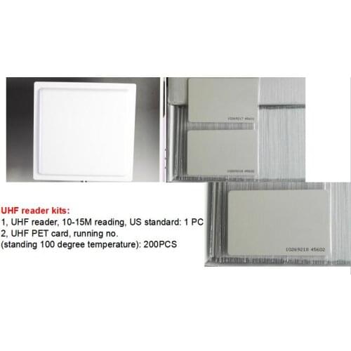 UHF card reader,10-15M reading with US standard+ 200 PCS of UHF PET cards kits