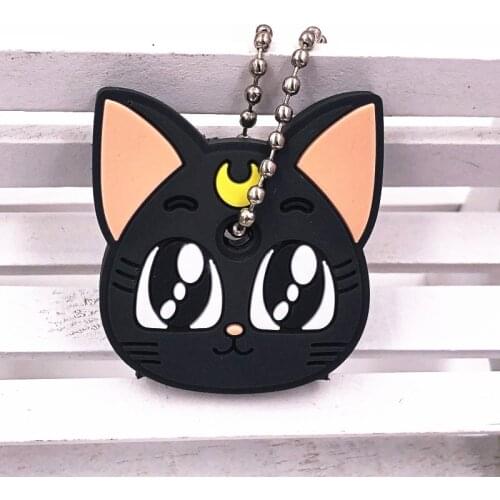1Pcs Cute Anime Keychain Silicone Cat Dog Protective Key Case Cover for Key Control Dust Cap Holder Gift Women Key Chain