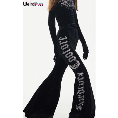 WEIRD PUSS Women's Velvet Trousers