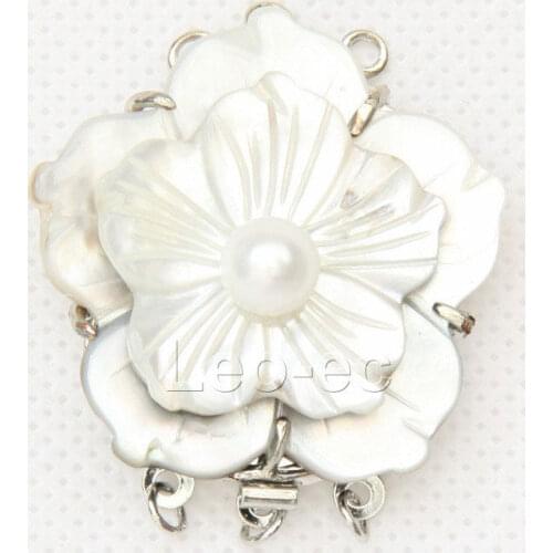 35mm 3 row silver gray seashell white pearl Clasp