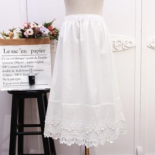 Lolita Super Fairy 3D Embroidered Lining Skirt Women Vintage Clothing Sweet Mori Girl Petticoat Summer Midi Skirt