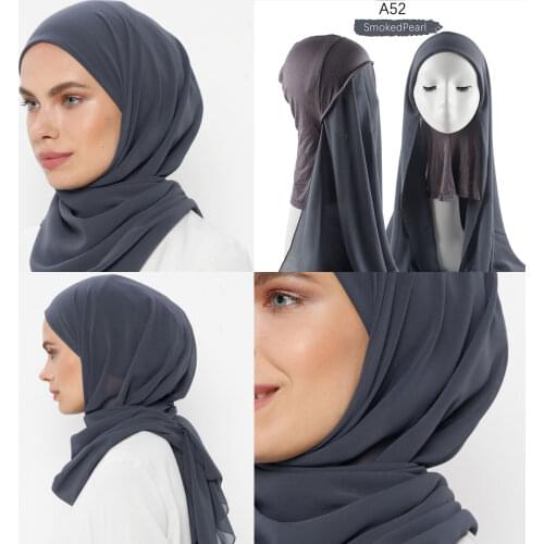 Muslim Underscarf With Chiffon Scarf Head Scarves Muslim Women Scarf Turbans Head For Women Womens Hijabs Hijab Cap Hat Islamic