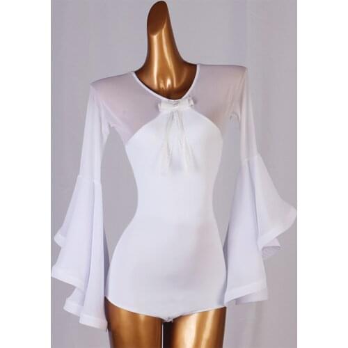 Women Latin Dance Dress white Latin Dance Tops For Ballroom Tango dance Performamnce competition dance top