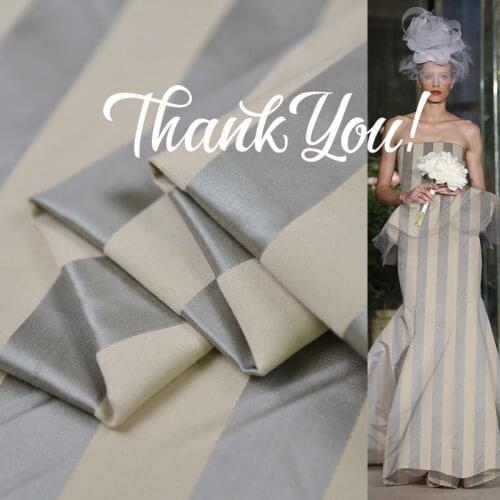 1 Meter Wedding Big Striped Jacquard Silk 40mm Super Heavy Cotton Satin Fabric 70%silk 30%cotton