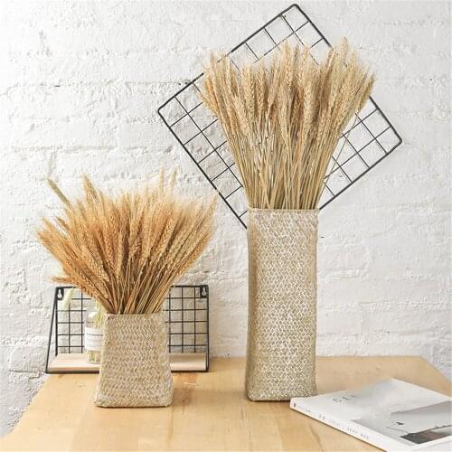 Home decor wheat ears flower natural dried flowers wheat bouquet 100pcs/pack raw color No flowerpot