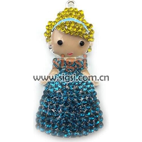 100pcs/lot 50mm Rhinestone Cinderlla Princess Pendants For chunky Necklace Making