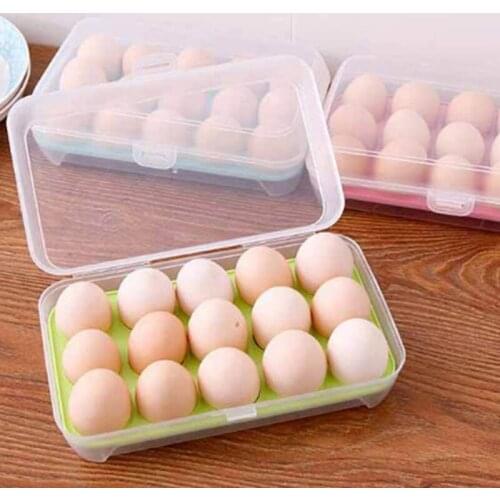 15 Grid Single Layer Egg Refrigerator Storage Box Food Preservation Plastic Airtight Storage Container Box Kitchen Storage Tool