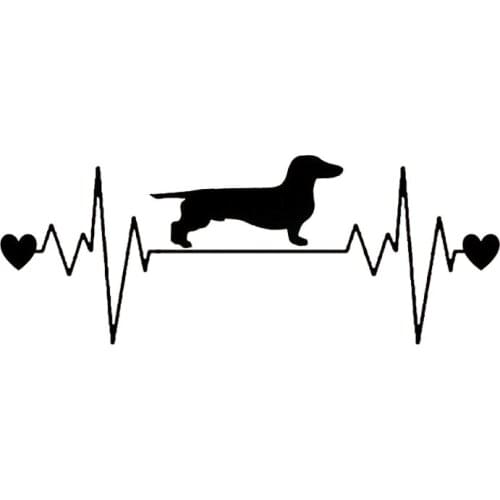 20.3*7.7CM Dachshund Heartbeat Car Stickers Reflective Vinyl Decal Car Styling Truck Decoration Black/Silver S1-0849