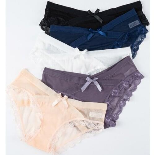 3 Pcs/lot Summer Maternity Panties Seamless Lace Low Waist V Briefs for Pregnant Women Pregnancy Underwear Lingerie