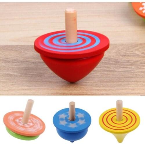 4Pcs Colorful Wooden Desktop Spinning Top Peg-Top Gyro Toy Children Kids Gift