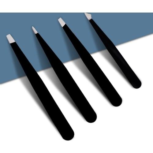 4Pcs Stainless Steel Slant Tip Tweezer Precision Set Clip Pliers Eyebrow Hair Remover Eyebrow Trimmer Beauty Toolsl