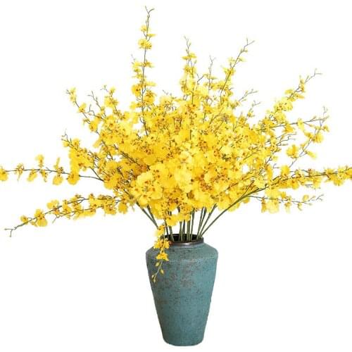 5 Branch Yellow Dancing Orchid Artificial Flower Silk Fake Flower Wedding Garden Balcony Bedroom Decoration Home Accessories