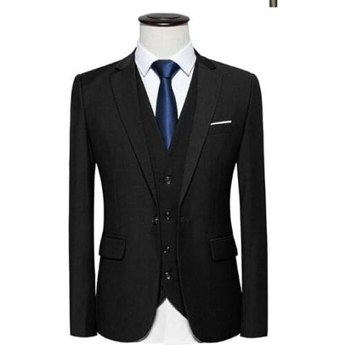 ANNIEBRITNEY 2021 New Men Business Casual Sets Fashion Men Suits for Wedding Male Blazers Coat Trousers Waistcoat Jacket + Pant