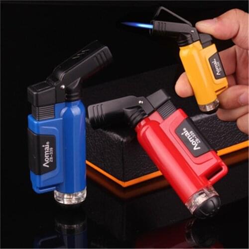 AOMAI Creative Elbow Small Welding Torch Inflatable Windproof Direct Injection Lighter Cigarette Accessories Men Gift