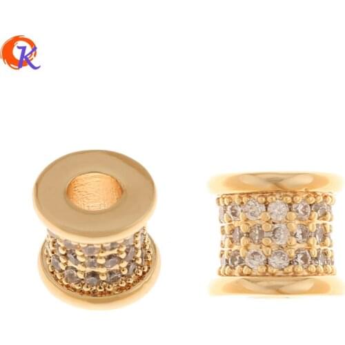 Cordial Design 10Pcs 7*8MM Jewelry Accessories/Hand Made/Genuine Gold Plating/Cylinder Shape/Earring Findings/CZ Charms/DIY Part