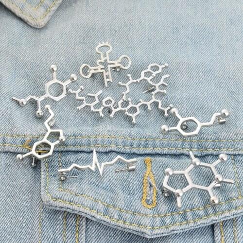 Material Chemical Structure Enamel Pins Organic Chemistry Bag Brooch Lapel Badge Jewelry Gift for Students Friends