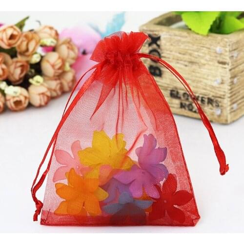 Hotsale 100pcs/Lot Red Organza Bags 30x40cm Big Wedding Decoration Boutique Gifts Toys Jewelry Packaging Bags Can Custom Logo