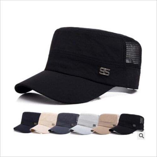 Unisex summer Military Hat Style Wool Boy Hat Cap Flat Top Travel Cadet Hat Baseball Hats Black Visor Hat