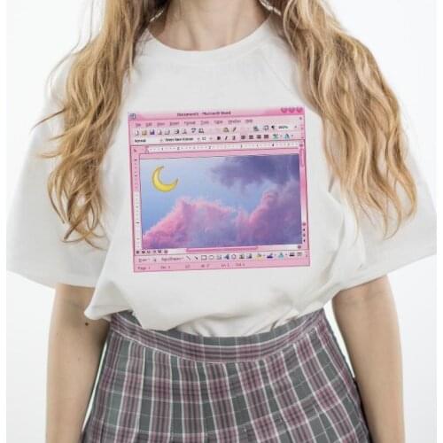 Cute Harajuku Women T shirt Summer Female tops Short Sleeve Letter Cartoon Print Casual Female T-Shirt Tops White Tee