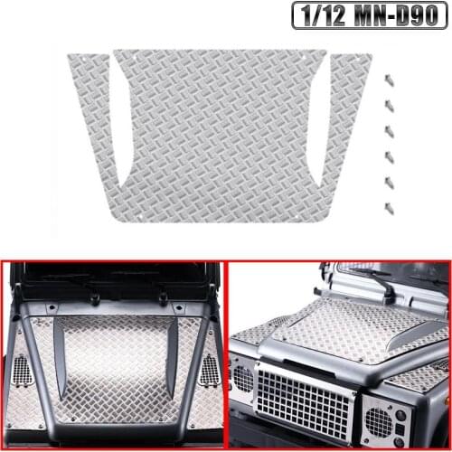MJRC 1/12 MN-D90 Defender modified parts car Metal skid plate, hood stainless steel decorative sheet Toy car parts