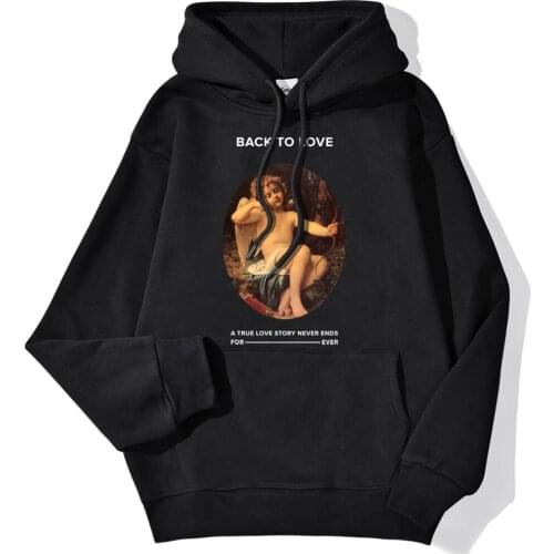 Oil Painting Angel Vintage New Autumn Print Men Hoodie Cute Loose Hoodie Funny Oversize Hoodies Cartoons Warm Sweatshirt Man