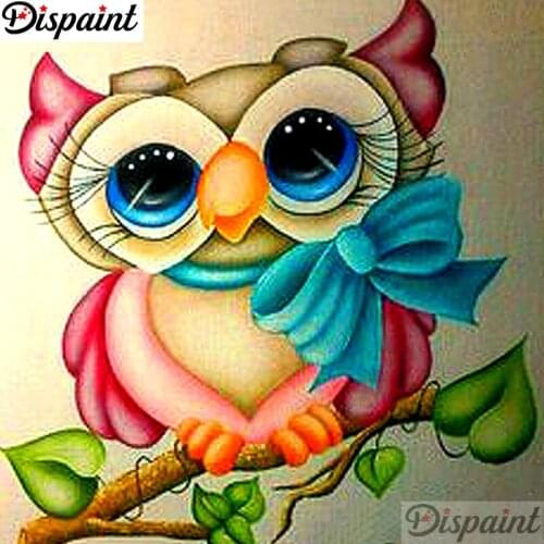 Dispaint Full Square/Round Drill 5D DIY Diamond Painting "Cartoon owl scenery" 3D Embroidery Cross Stitch 5D Home Decor A11216