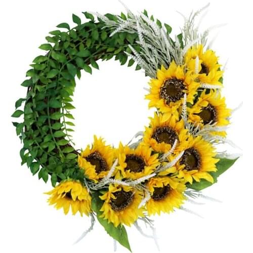 New Artificial Sunflower Wreath for Front Door Wall Hanging Window Wedding Party Indoor Outdoor Home Decor