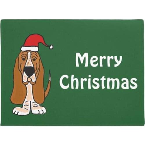 Personality Hound Dog Christmas Doormat Inside Soft Indoor Non Slip Floor Rug for Kitchen Bathroom Rug Washable Absorbent Carpe