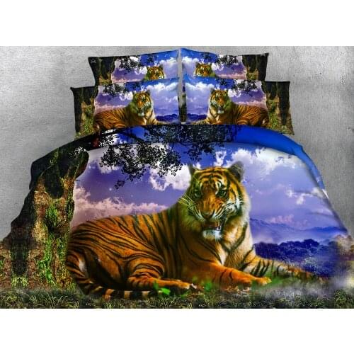 3D Tree Tiger Bedding sets quilt duvet cover bed in a bag sheet linen bedspread Cal Super King size Queen twin Animal print 4PCS