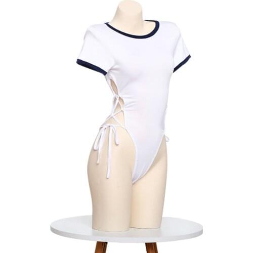 Sheer Mesh Transparent Bodysuit Strappy Hollow Side Sexy Lingerie Cosplay Bikini Kawaii Erotic Sleepwear Sexy Clothes for Women