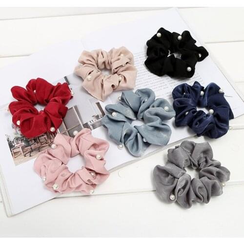 New arrival Fashion women lovely cloth Hair bands cute hair Scrunchies girls beads Hair Tie Accessories Ponytail Holder