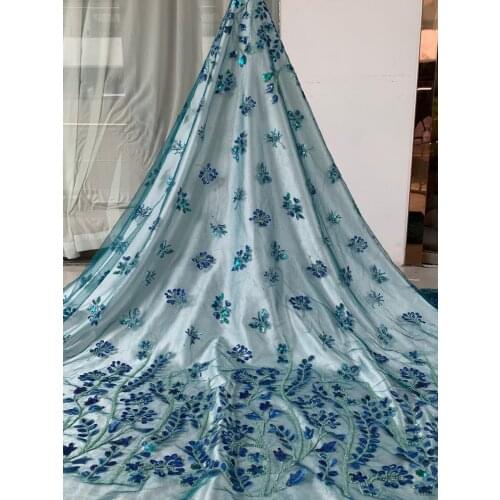 Luxury Handmade Sequins Laces Fabrics New Arrivals French Tulle Mesh Lace Fabric Heavy Beaded Lace Fabric for Sewing YF34