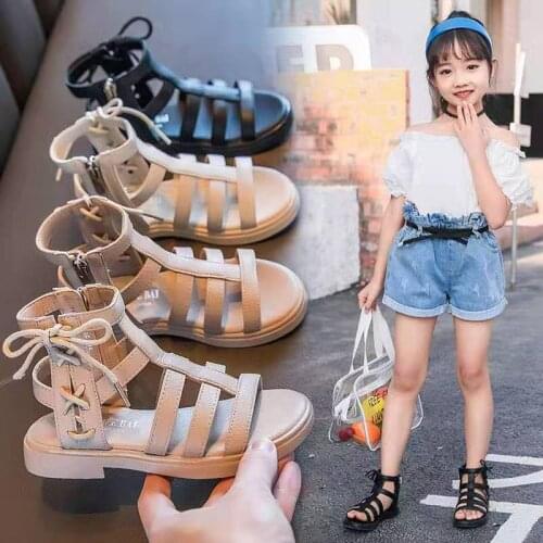 Girls Sandals Summer Kids Sneakers Little Princess Shoes Soft Sole Girl Baby Casual Roman Shoes Old Children Outdoor Slippers